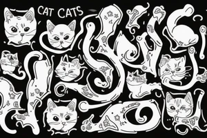 cat with bones tattoo idea