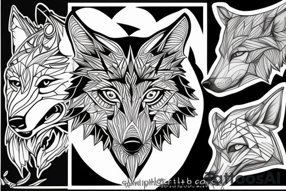 geometry wolf tattoo idea