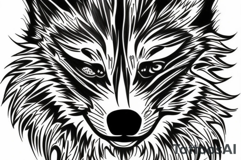 digital wolf tattoo idea