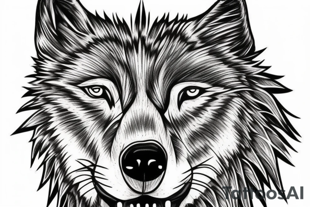 digital wolf tattoo idea