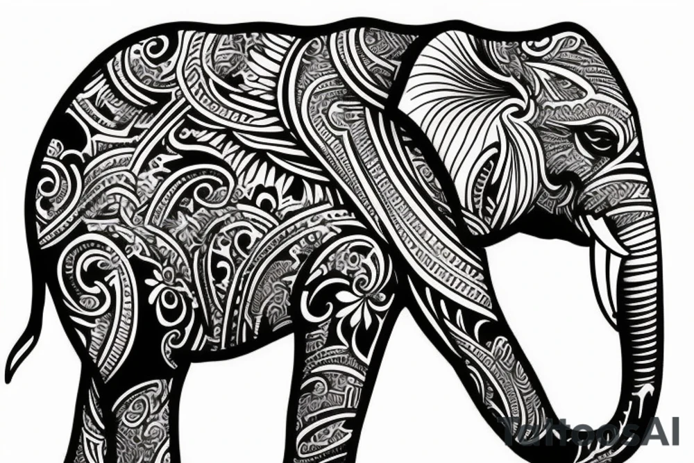 Tusker elephant design showing Kerala culture tattoo idea