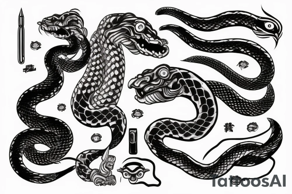 japan  snake head man tattoo idea