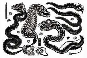 japan  snake head man tattoo idea