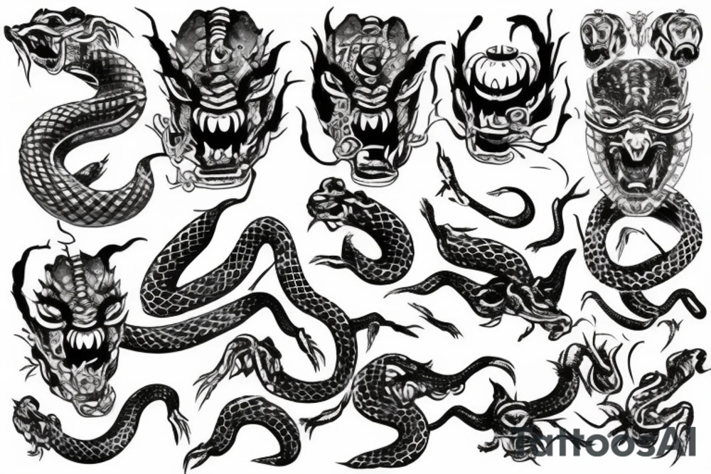 japan  snake head man tattoo idea