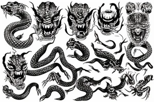 japan  snake head man tattoo idea