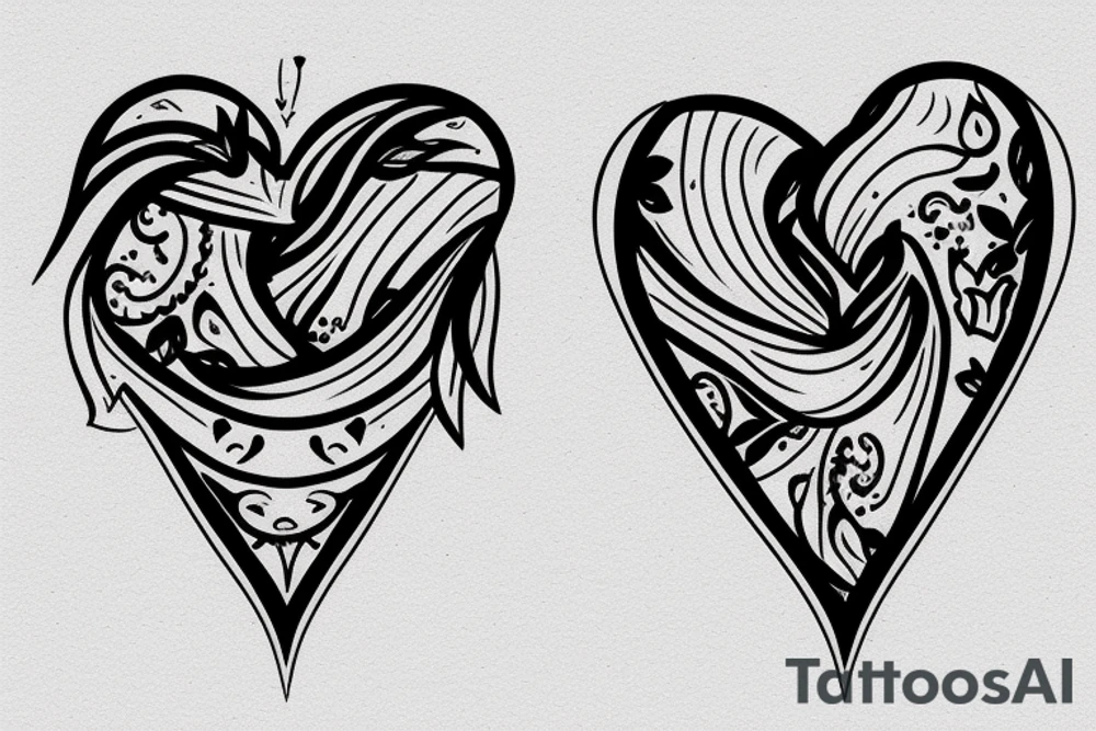 a heart torn in half tattoo idea