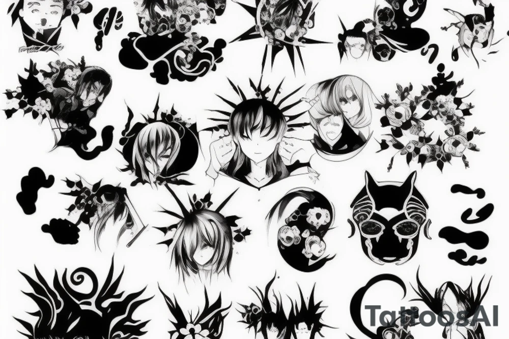 Japan text anime black dark tattoo idea