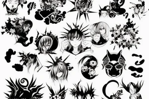 Japan text anime black dark tattoo idea