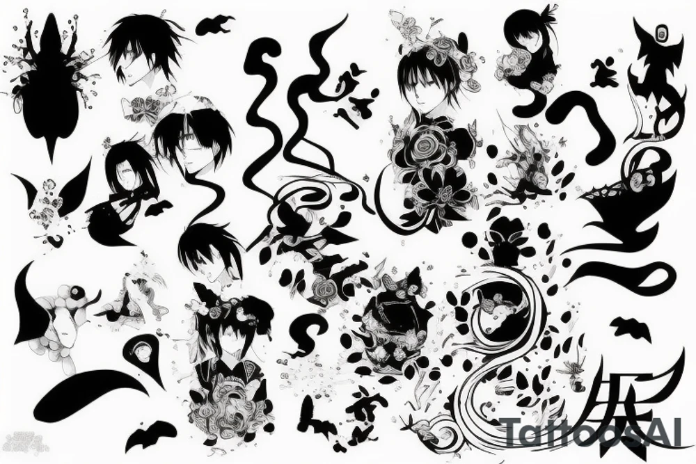 Japan text anime black dark tattoo idea