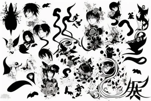 Japan text anime black dark tattoo idea
