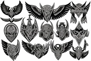 valkyrie viking wings on helmet blue eyes tattoo idea