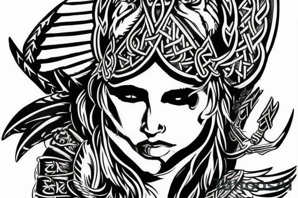 valkyrie viking wings on helmet tattoo idea