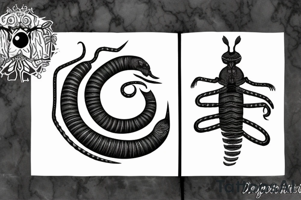 centipede with eyes, covering a knife tattoo idea