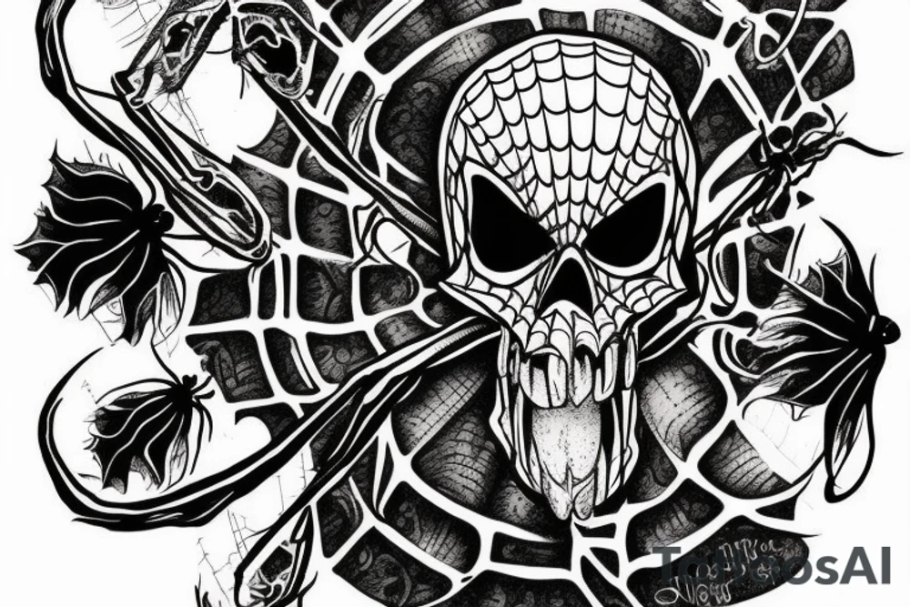 a spider-skull that eats a man tattoo idea