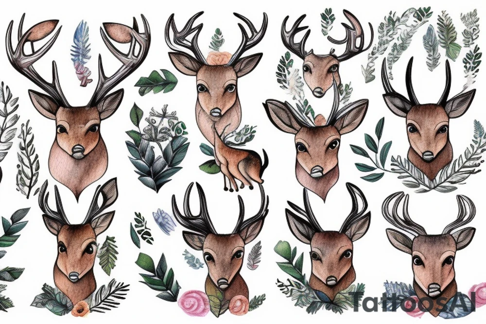 A young deer leaping through the woods tattoo idea