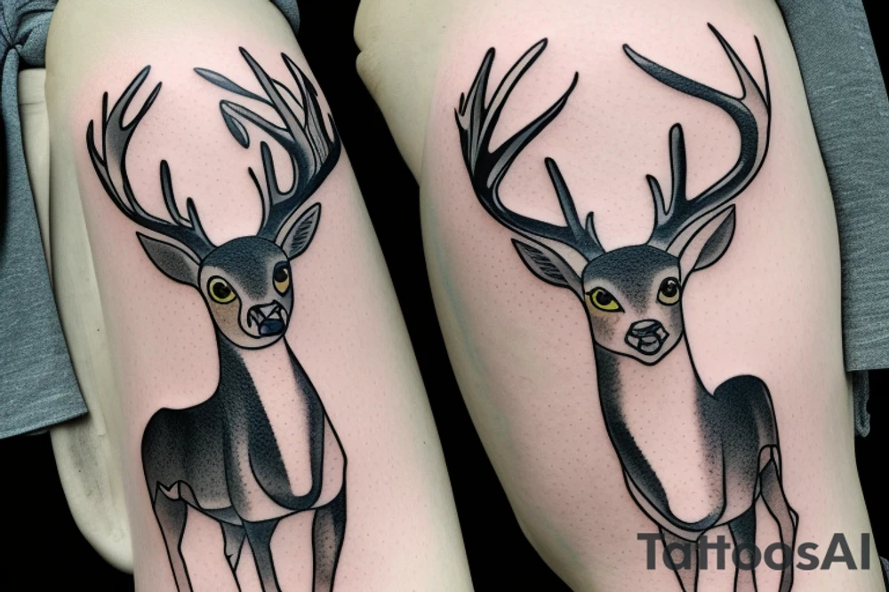 A young deer leaping through the woods tattoo idea