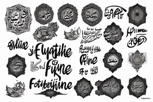 the inscription «everything is fine» in Arabic tattoo idea