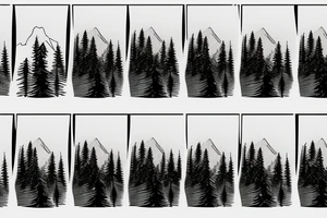 Modern Mountain range with trees, snow and a sky line tattoo idea