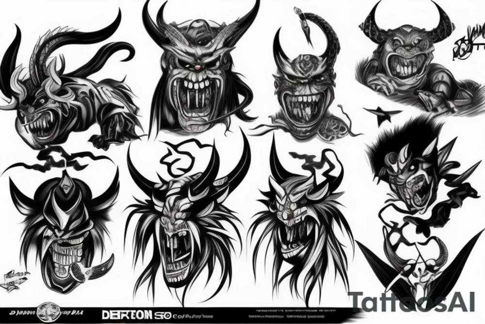 Demon oni katana tattoo idea