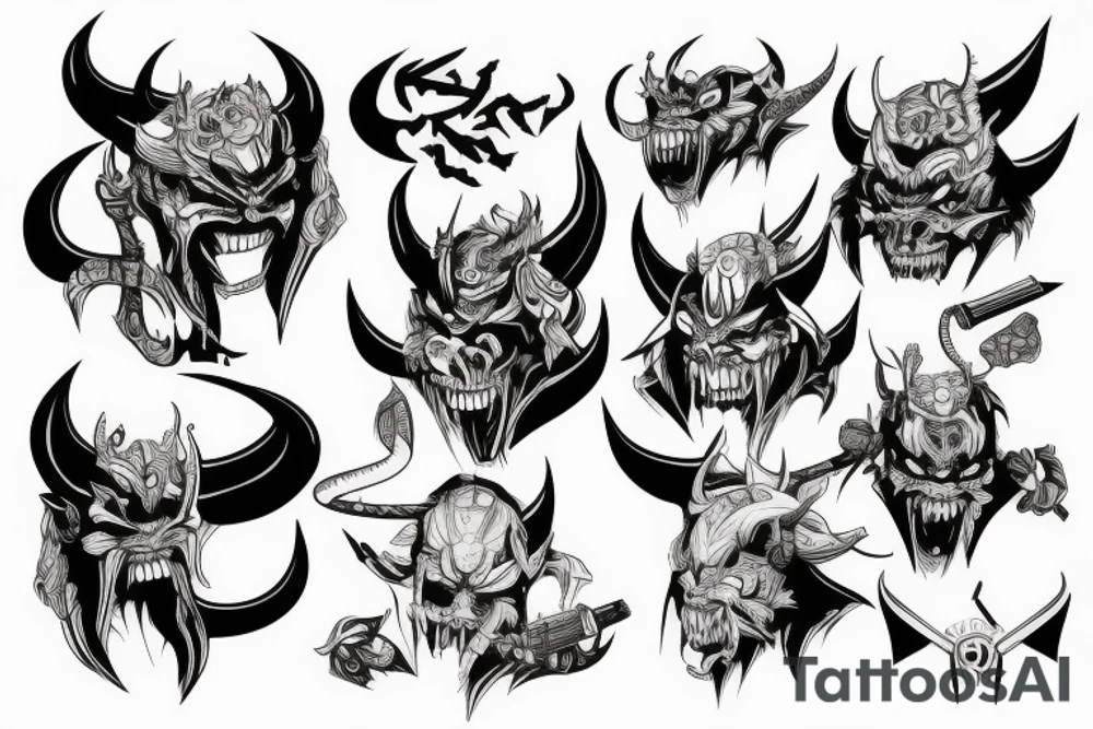 Demon oni katana tattoo idea