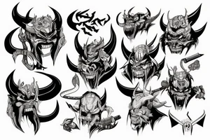 Demon oni katana tattoo idea