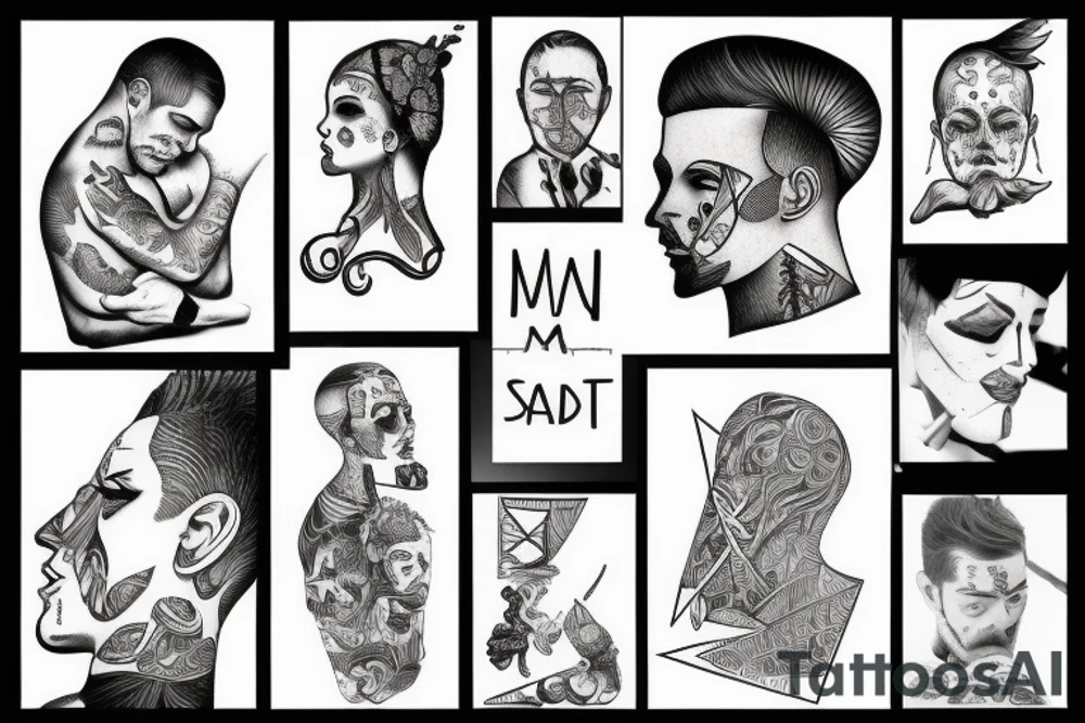 man sad at a party tattoo idea