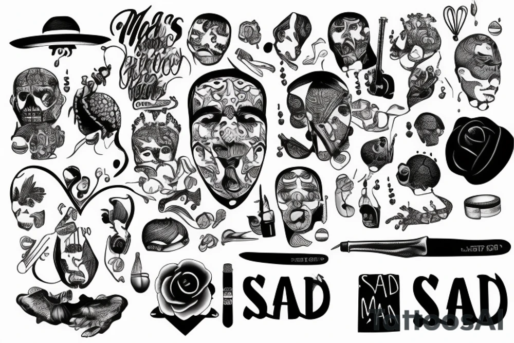 man sad at a party tattoo idea