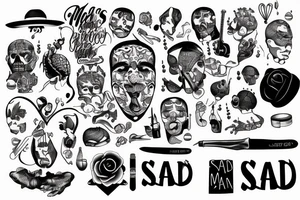man sad at a party tattoo idea