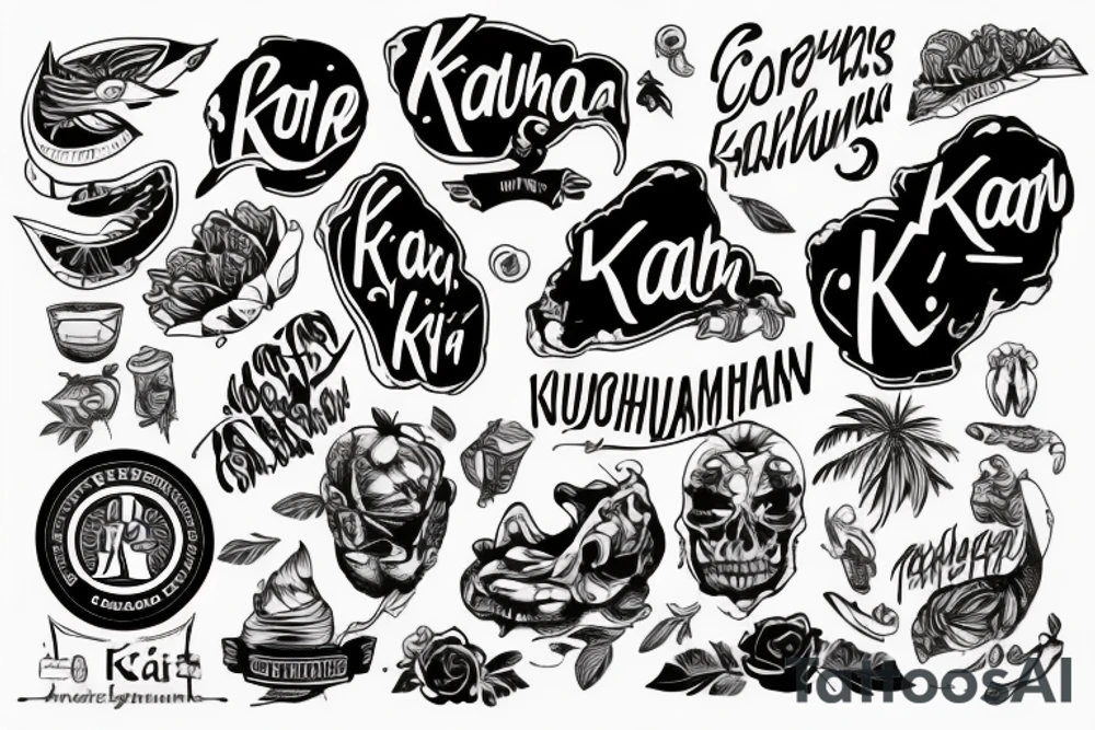 Гавайская красавица и слово Kahuna tattoo idea