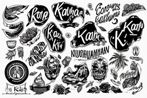 Гавайская красавица и слово Kahuna tattoo idea