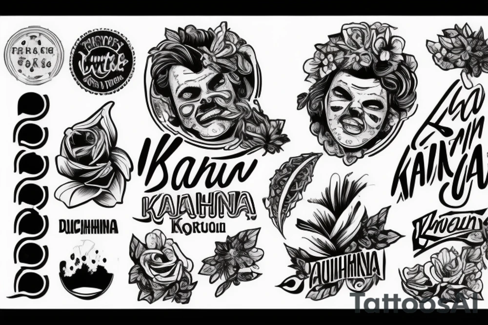 Гавайская красавица и слово Kahuna tattoo idea