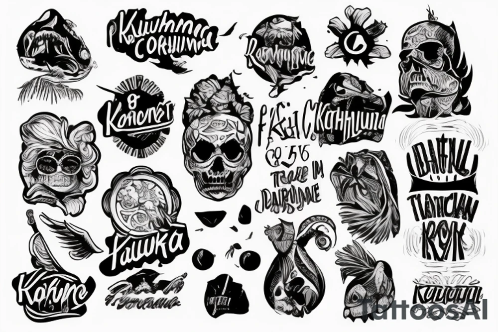 Гавайская красавица и слово Kahuna tattoo idea