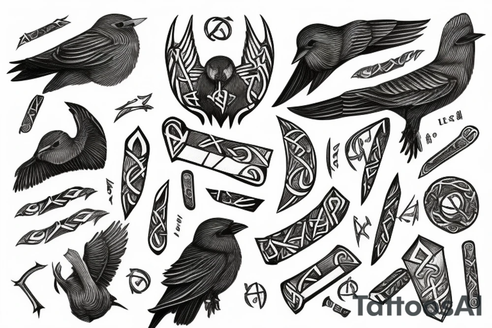 hugin and munin,runes tattoo idea
