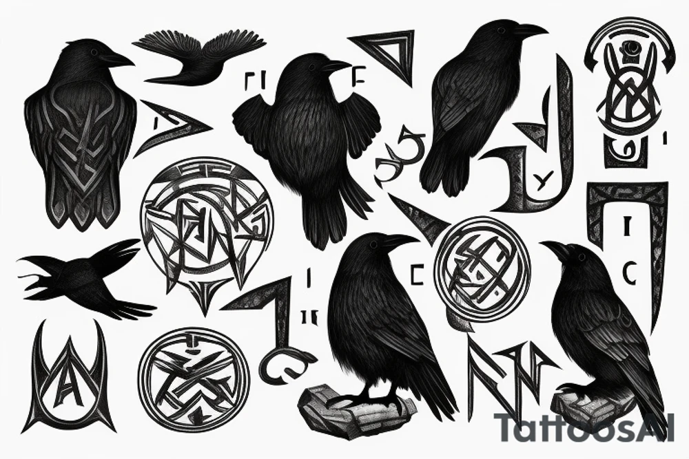 hugin and munin,runes, crow tattoo idea