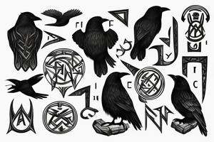 hugin and munin,runes, crow tattoo idea