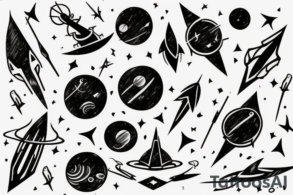 Arrow with space tattoo idea