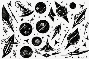 Arrow with space tattoo idea
