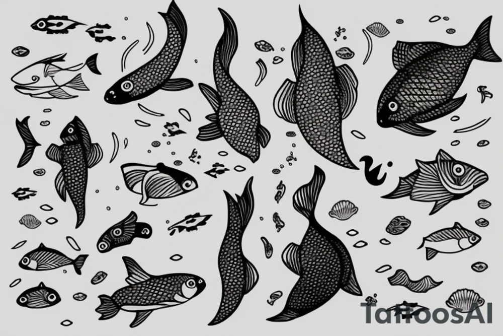 Minimal fish in cosmos tattoo idea