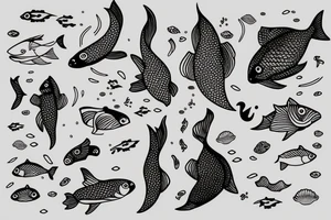 Minimal fish in cosmos tattoo idea