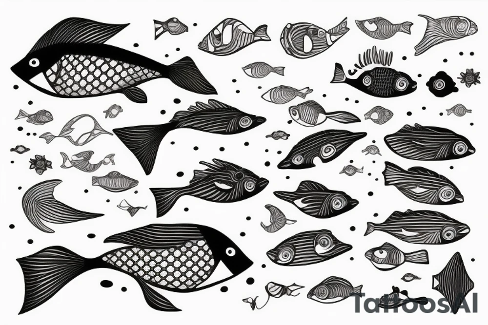 Minimal fish in cosmos tattoo idea