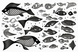 Minimal fish in cosmos tattoo idea
