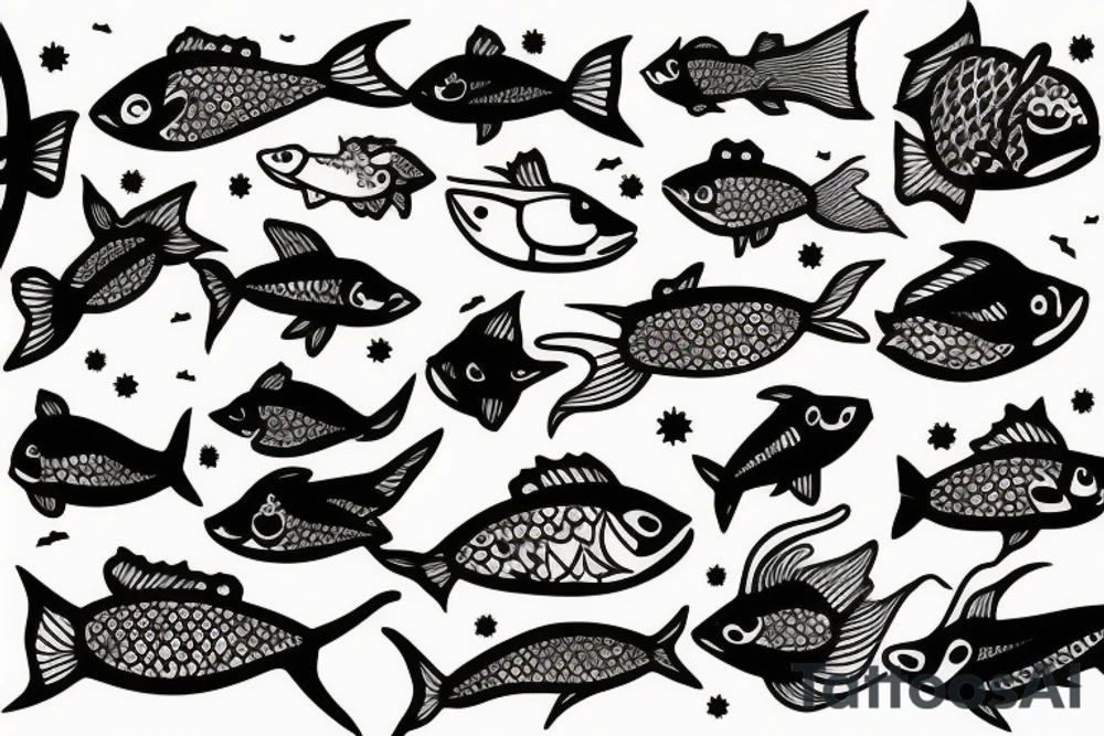 Minimal fish in cosmos tattoo idea