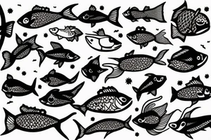 Minimal fish in cosmos tattoo idea