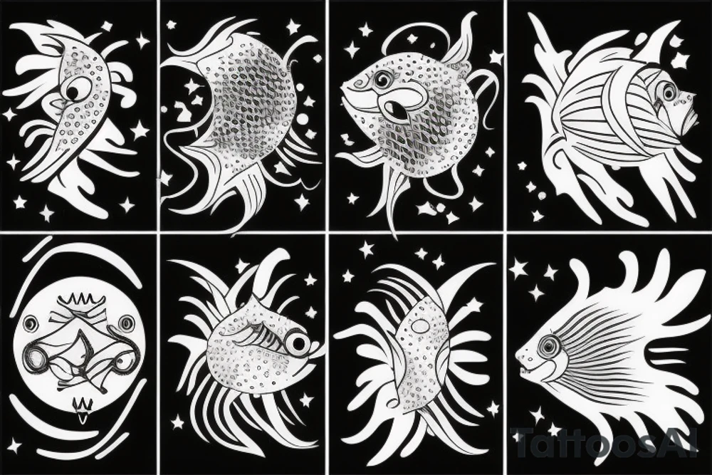 Minimal fish in cosmos tattoo idea