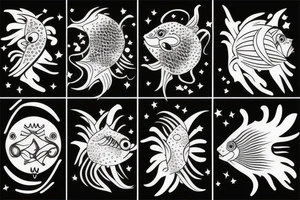 Minimal fish in cosmos tattoo idea