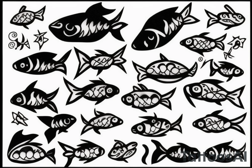 Minimal fish in cosmos tattoo idea