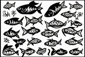 Minimal fish in cosmos tattoo idea