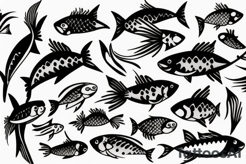 Minimal fish in cosmos tattoo idea