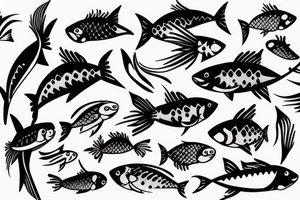 Minimal fish in cosmos tattoo idea
