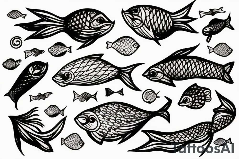 Minimal fish in cosmos tattoo idea